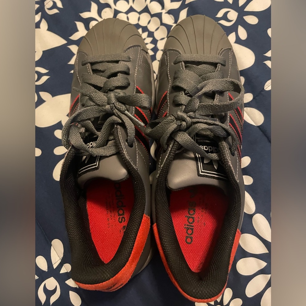 Adidas Gray and Red Athletic Men’s Shoes